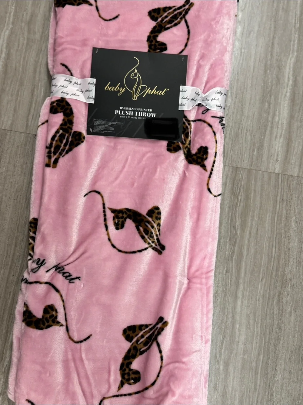 Baby Phat Pink Plush Throw with Leopard Print Accents